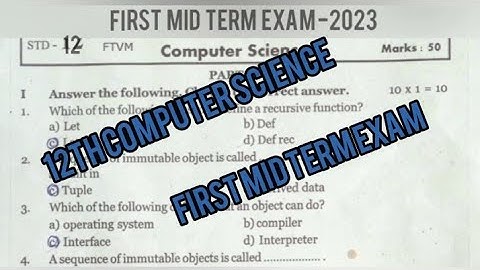 12th computer science first mid term exam question paper 2023||english medium||Jks channel