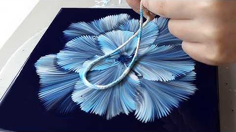 (1069) String pulling technique | Elegant Blue Flowers | Acrylic Paint and Water | Designer Gemma77