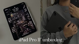 iPad Pro 2021 11' m1 in space grey + apple pencil | aesthetic unboxing, and speaker test