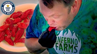 Most Ghost Pepper's Eaten in One Minute - Guinness World Records