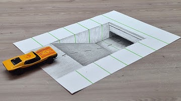 3d drawing garage on paper step by step