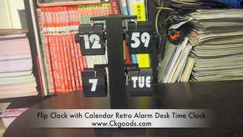 Flip Clock with Calendar Retro Alarm Desk Time Clock