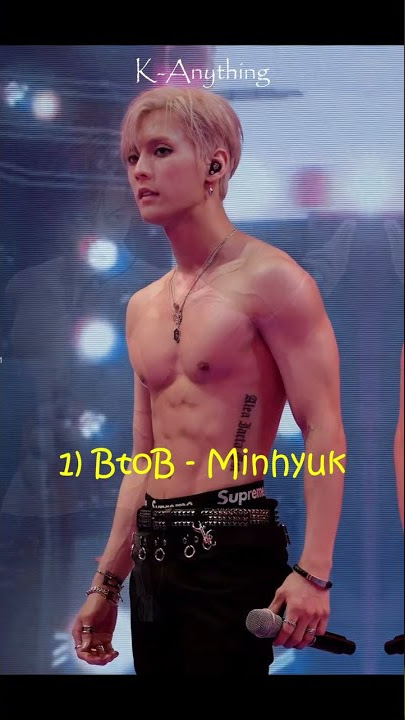 Male Kpop idols with defined abs #shorts #kpop #jungkook #minhyuk #kai #baekho