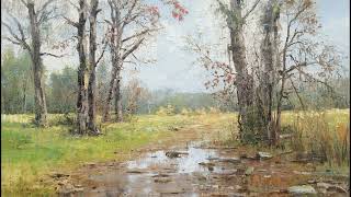 Peaceful Spring Oil Painting | Trees, Lakes & Blue Skies with Soft Clouds - TV Wallpaper – 1 Hour screenshot 2