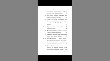 #Shorts MCS-023 JUNE 2024 Question Paper (Introduction to Database Management Systems)