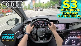 2024 Audi S3 Sportback TFSI Quattro Akrapovic Exhaust 333 PS CITY POV DRIVE with Fuel Consumption