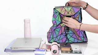 LOVEVOOK Geometric Luminous Backpack 3PCS Set