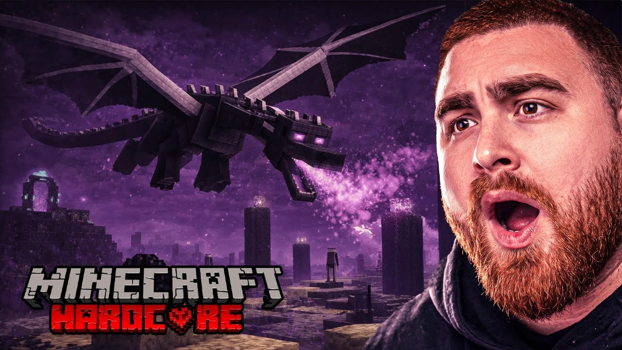 LosPollosTV first time vs The Ender Dragon on Hardcore Minecraft!