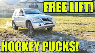 How To Lift A Mercedes SUV Suspension For Free & Lift The Body With Hockey Pucks! Off-Road AMG Pt 2