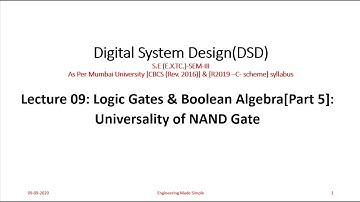 DSD:Lec12:Logic Gates & Boolean Algebra [Part 5] :Universality of NAND gates