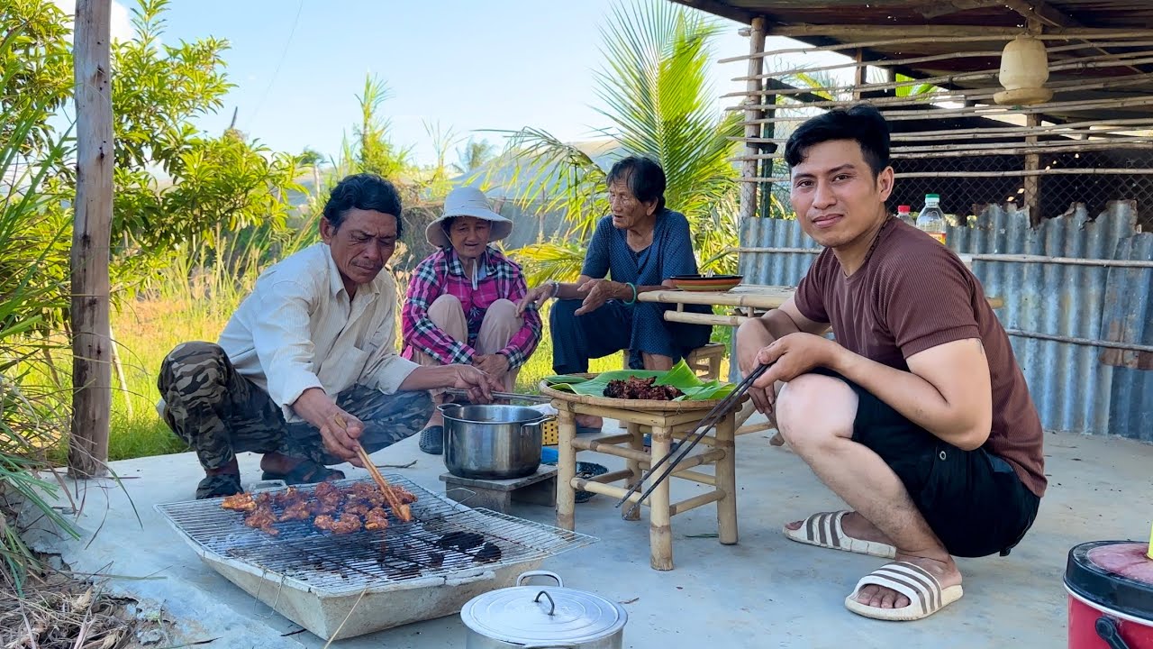 BA GẶP SỰ CỐ KHI CẮT CỎ NGOÀI VƯỜN CÙNG MINH VÀ MÓN THỊT DÊ NƯỚNG CÙNG GIA ĐÌNH