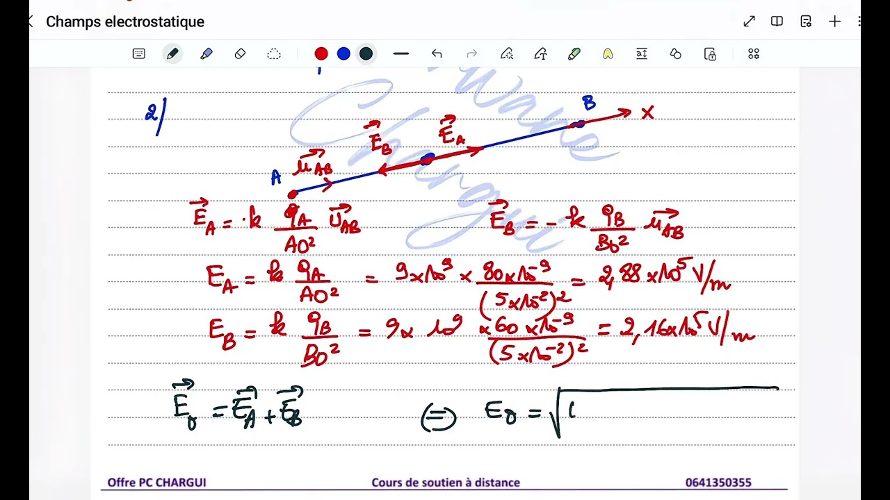 Champs électrostatiques 1BAC SM | Exercice 1 2026 corrigé – Physique