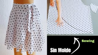 Sin Molde, directo a la Tela, para Dama, Falda Circular traslapada