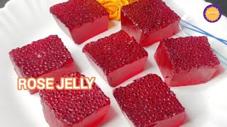 How To Make Rose Jelly | Agar Agar Pudding | Rose Syrup Jelly | Pudding Recipe | Jelly With Sabja