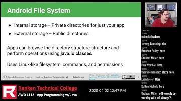 Data Storage - Android Lesson 9.0 - AWD 1112 Spring 2020