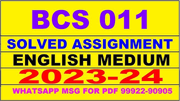 bcs 011 solved assignment 2023-24 | bcs 11 solved assignment in english 2024 | bcs 11 2024
