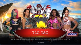 WWE2K22 TLC Match Asuka & Dakota Kai VS Naomi & Bianca Belair en Wrestlemania