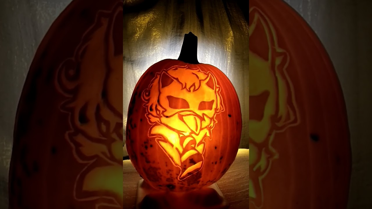 かぼちゃにくられ先生彫ってみた　　ハロウィン🎃