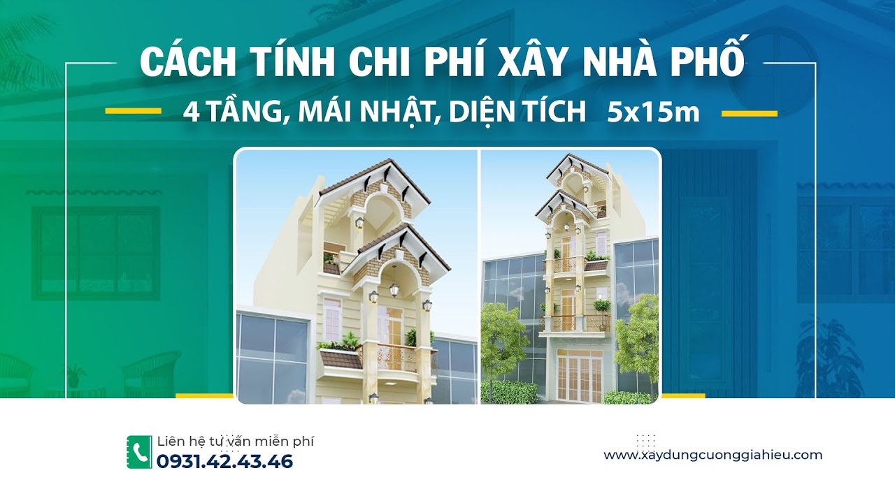 Cách tính chi phí xây nhà phố 4 tầng mái nhật DT 5x15m - Kinh ...