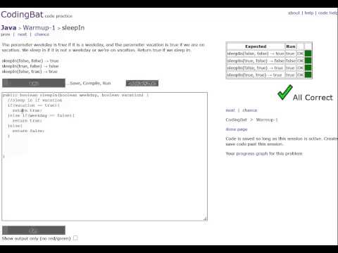 sleepIn   Intro to CodingBat