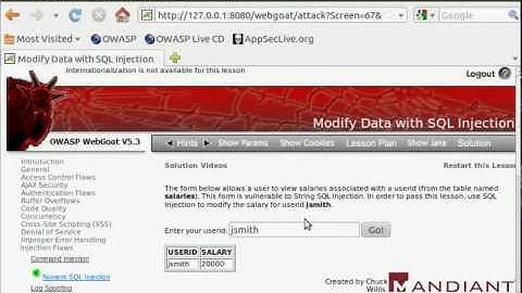 WebGoat 5.3 - Modify Data with SQL Injection