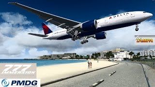 FSX PMDG 777 Landing TNCM Cockpit & Outsideview [FULLHD]