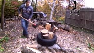 How to split wood with a tire