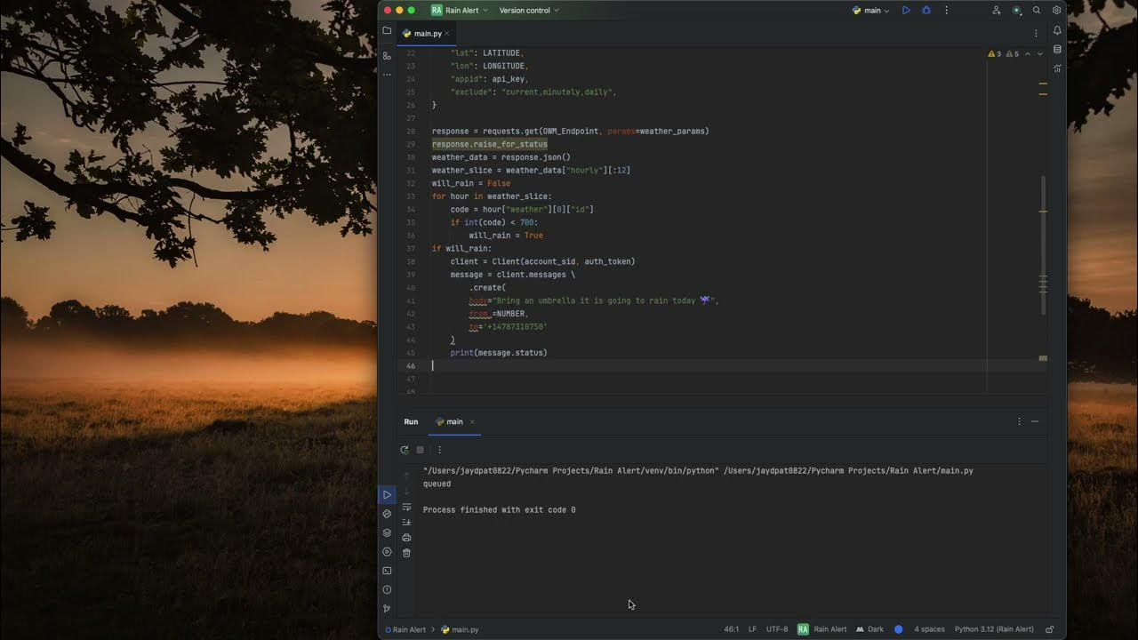 Rain Alert Messaging Python Program - YouTube