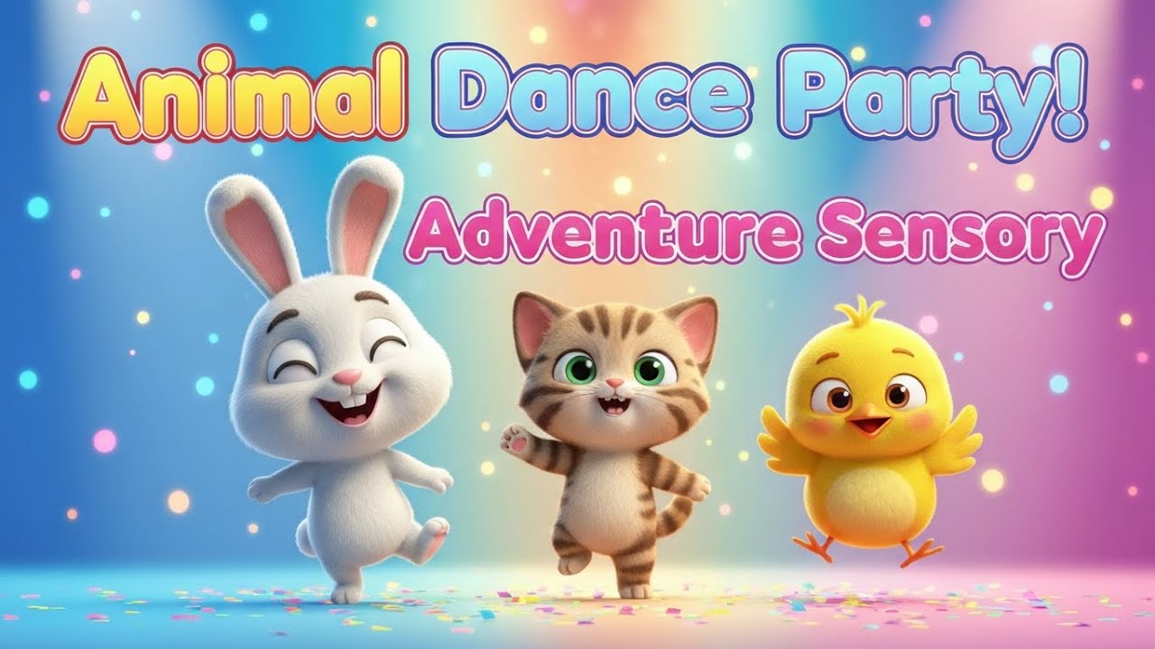 Calming 3D Cartoon for Babies | Bunny, Kitty & Chick Relaxing Dance
