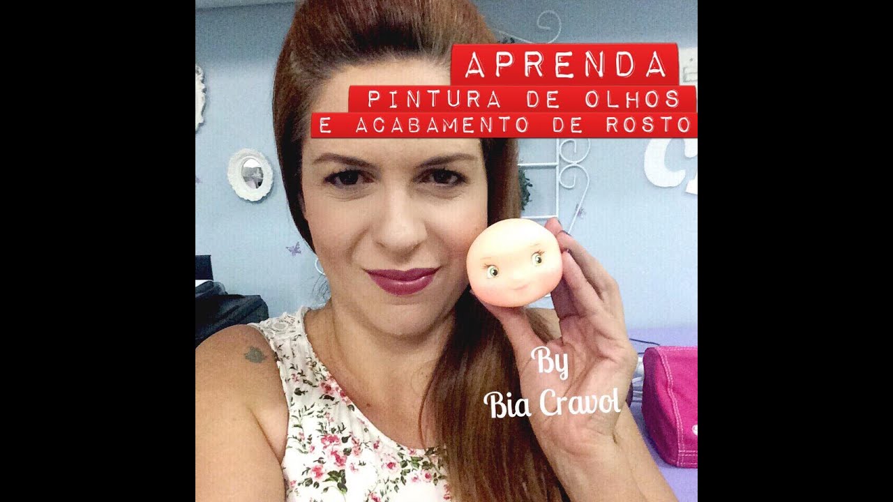 Pintura de olhos enxertados e acabamento do rostinho - Bia Cravol - Aula de biscuit