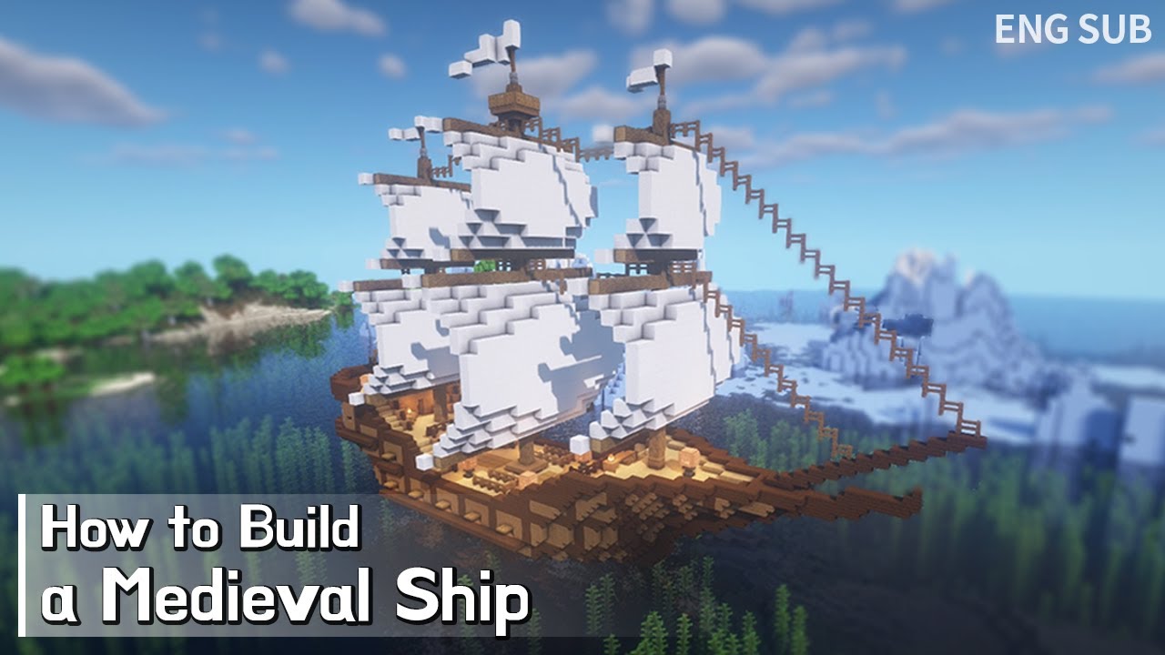 Minecraft: How To Build an Epic Medieval Ship Tutorial (Building Tutorial)  (#23)  마인크래프트 건축, 범선