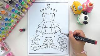 Beautiful Dress Coloring Page | Princess Fashion Art 👗✨