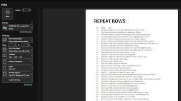 Repeat rows at the top of the page when printing in excel