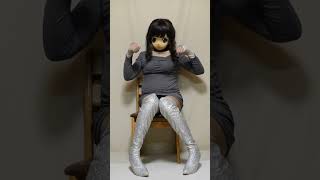 female mask kigurumi doll　gray mini-dress girl #コスプレ #着ぐるみ #cosplay #コスプレ #着ぐるみ #kigurumi #mtf #パンチラ