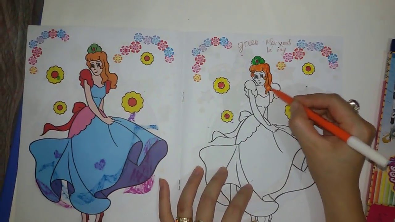 Bé Học Tiếng Anh Màu Sắc Bài 3 - Game tô màu công chúa kiều diễm - How to color Princess