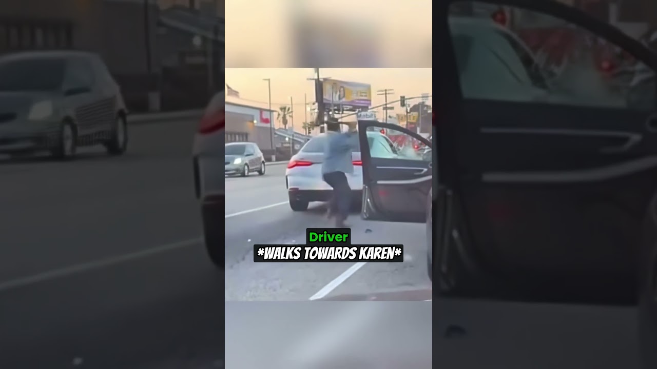 Karen Gets Instant Karma For Throwing Rock At Car #shorts