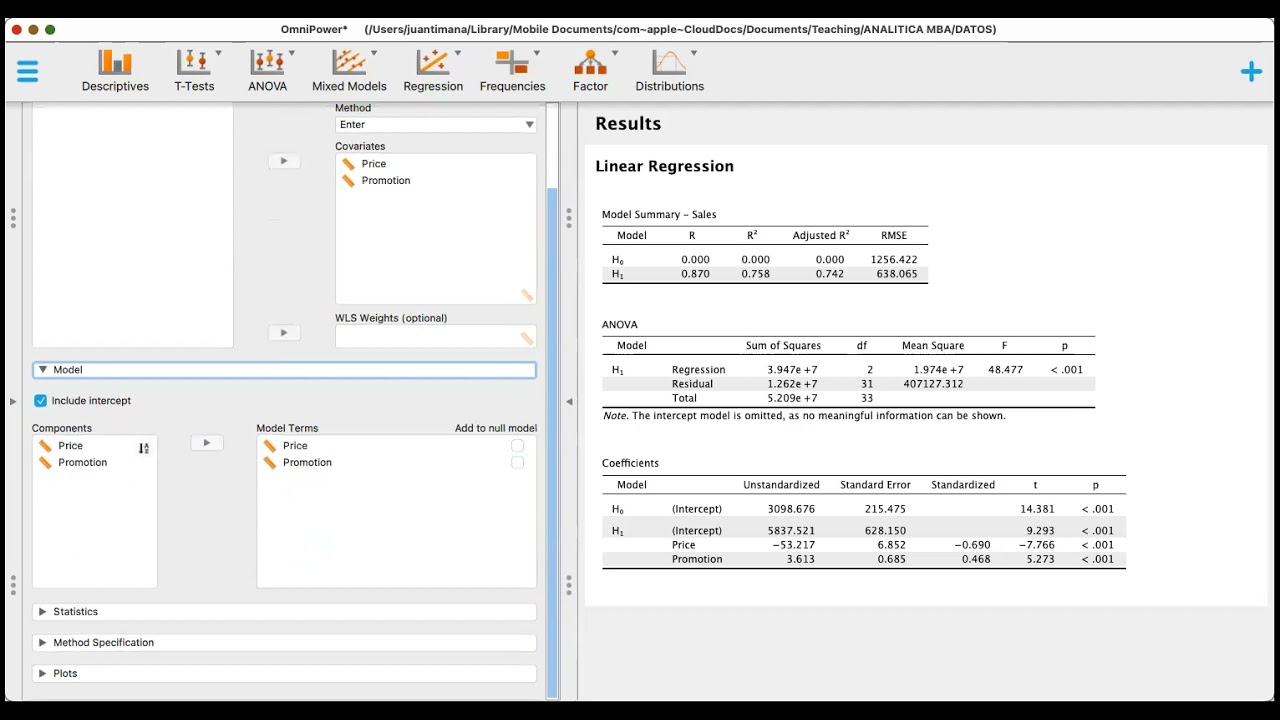 Análisis de Regresión con JASP