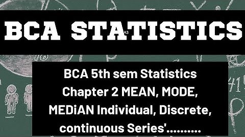 part 2 BCA 5th sem Statistics Chapter 2 MEAN Individual Series HPU #statistics #mean #bca