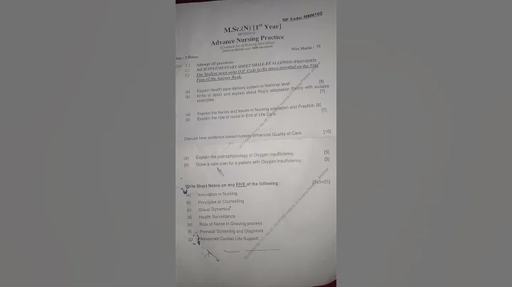 Advance nursing practice exam###Msc first year##shorts####youtube ###