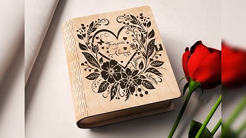 Romantic Love Book-Shaped Wooden Gift Box with Lock – Laser-Cut Card Purse Digital Downloads |#535|