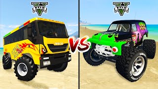 Monster Truck Skullcrusher vs Iveco Monster Bus in GTA 5 - which is best?