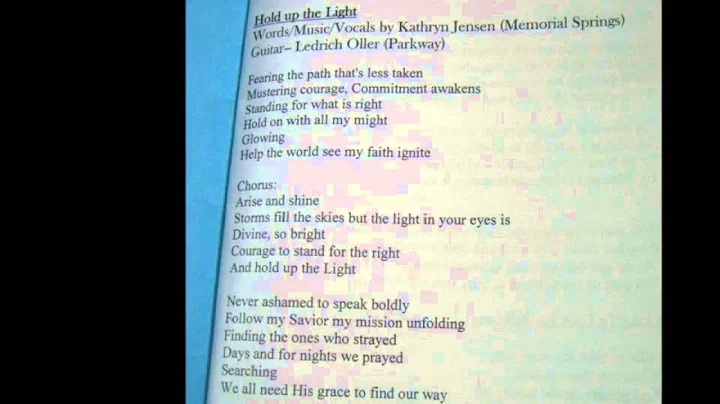 Hold Up The Light- by Kathryn Jensen