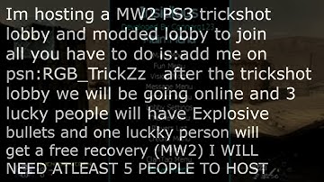 PS3 MW2 | TrickShot Lobby | Modded Lobby | OPEN | 25/03/17