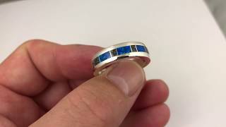 Dinosaur Bone Ring with Lab Opal in Sterling Silver
