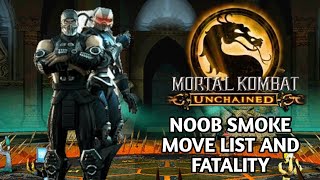Mortal Kombat Unchained Noob-Smoke Move list And Fatality || PPSSPP Emulator Android || screenshot 5