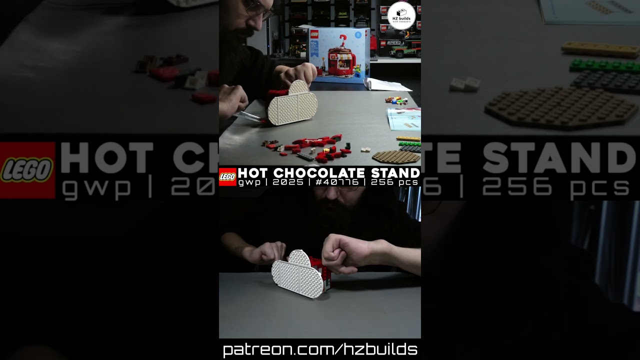 1 minute LEGO Hot Chocolate Stand building with tweezers 