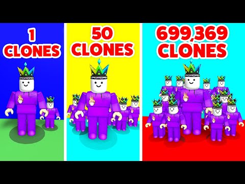 Running with 699,369 Clones on Roblox But Every Second you get x2 Clone