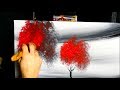 HYPNOTIZING | painting techniques | fan brush | acrylics | red trees | slow | Dranitsin