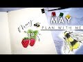 Plan with me  may 2019  strawberry bee bullet journal setup 