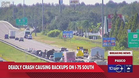 Deadly motorcycle, dump truck causes backup on I-75 S in Wesley Chapel